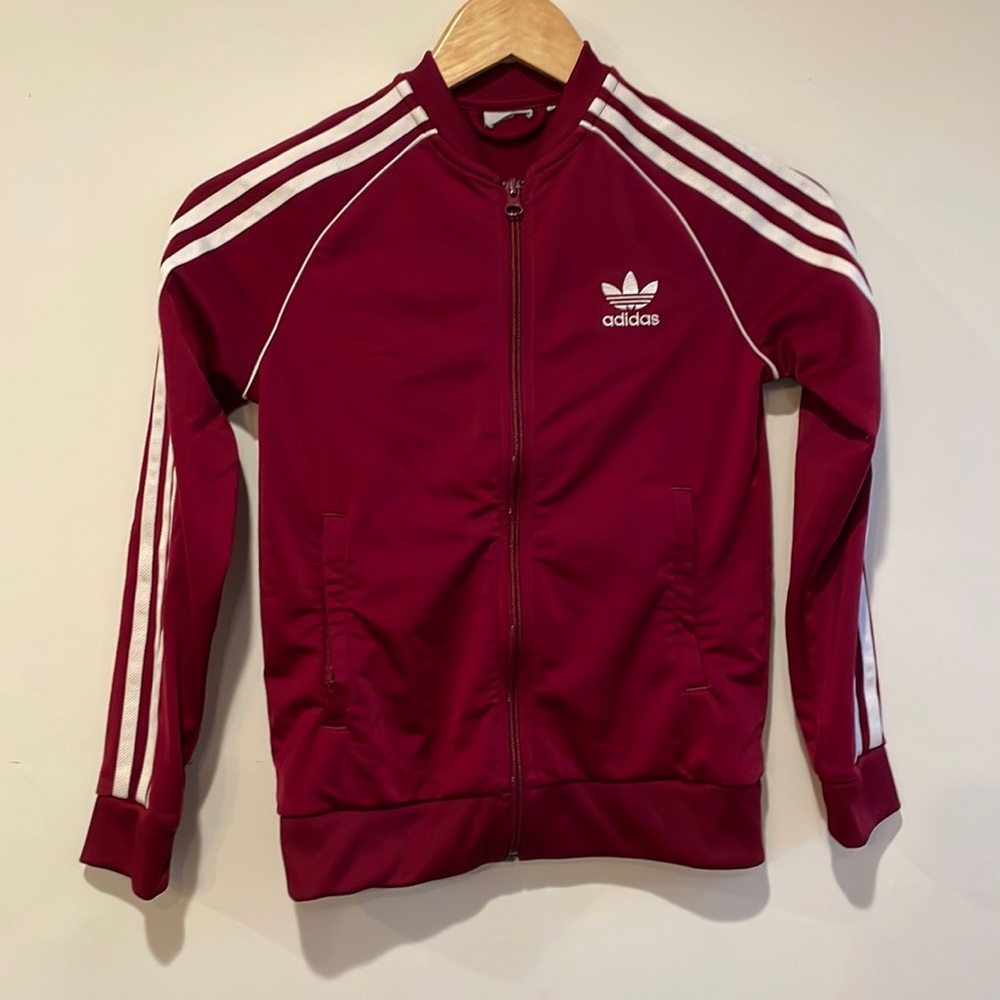 Adidas originals dark red maroon track jacket